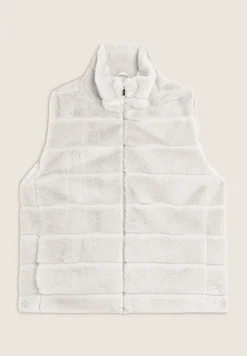 Freddy Gilet donna zip e collo alto in Pelliccia Sintetica rigata-Donna Giacche