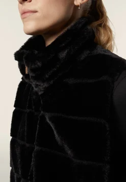 Freddy Gilet donna zip e collo alto in Pelliccia Sintetica rigata-Donna Giacche