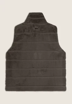 Freddy Gilet donna zip e collo alto in Pelliccia Sintetica rigata-Donna Giacche