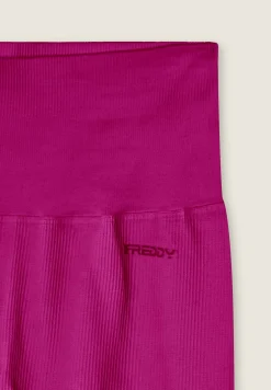 Freddy Leggings 7/8 a vita altissima in tessuto seamless a costine-Donna Pilates|Fitness