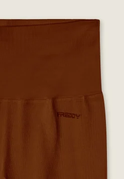 Freddy Leggings 7/8 a vita altissima in tessuto seamless a costine-Donna Pilates|Fitness