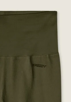 Freddy Leggings 7/8 a vita altissima in tessuto seamless a costine-Donna Pilates|Fitness