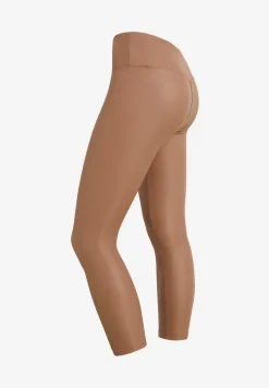 Freddy Leggings 7/8 vita alta in tessuto coated effetto pelle-Donna Pilates|Fitness