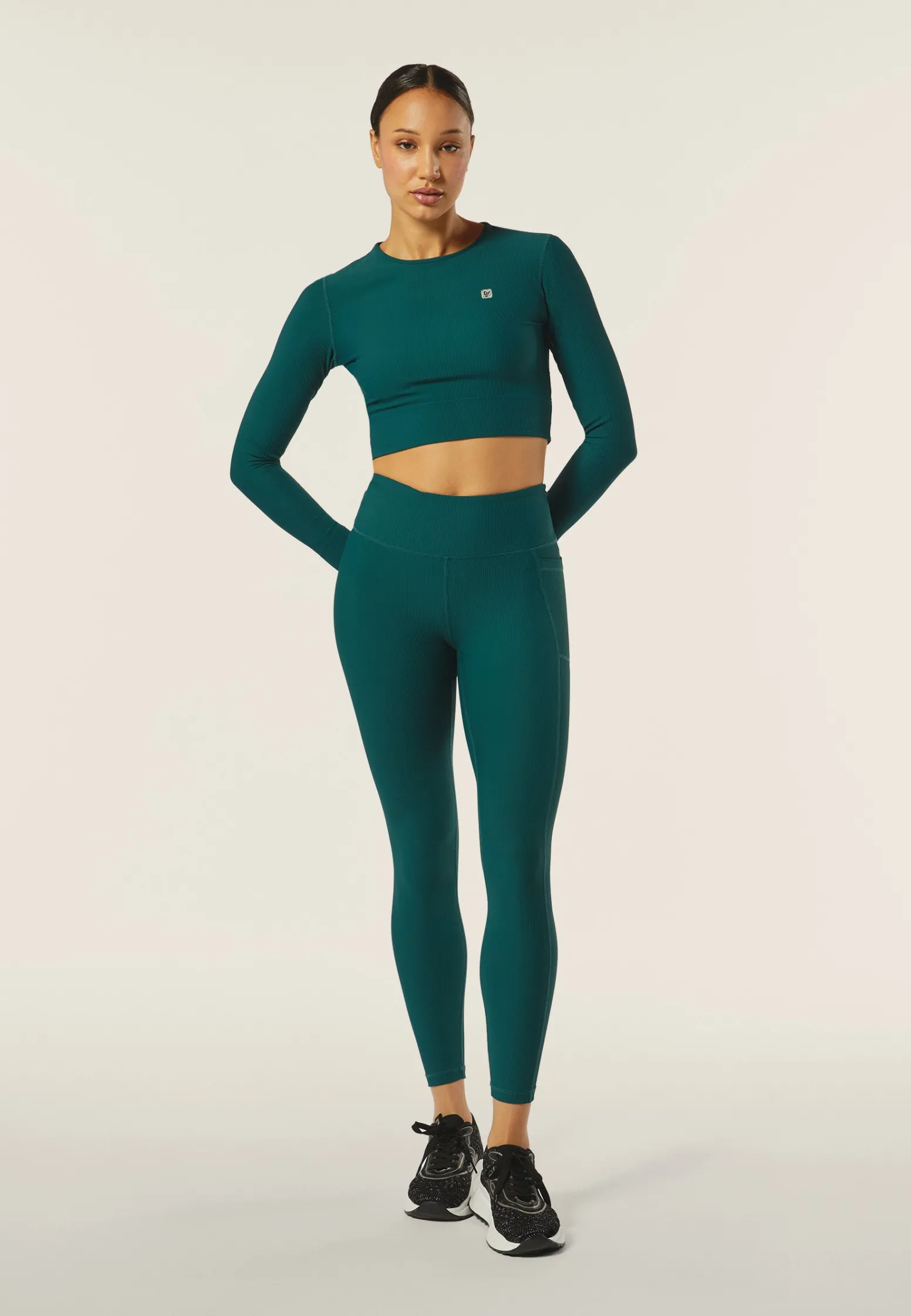 Freddy Leggings 7/8 vita alta in tessuto tecnico a costine-Donna Padel|Pilates