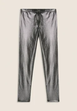 Freddy Leggings Bambina in jersey coated effetto argento- Leggings