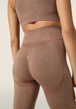 Freddy Leggings seamless ice wash 7/8 vita alta dettagli costina-Donna Padel|Pilates