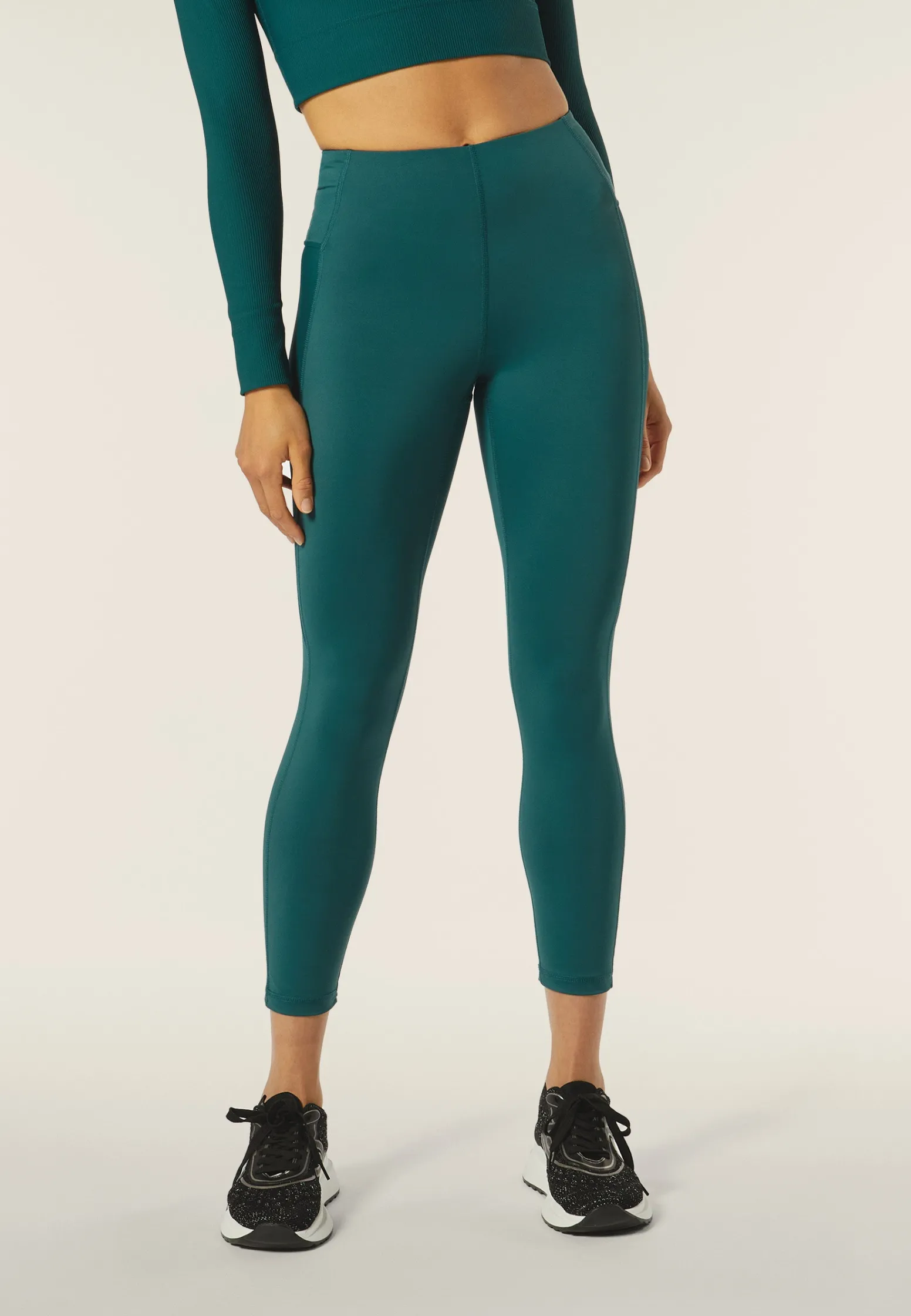 Freddy Leggings sportivi 7/8 vita alta con inserti in costina-Donna Padel|Pilates