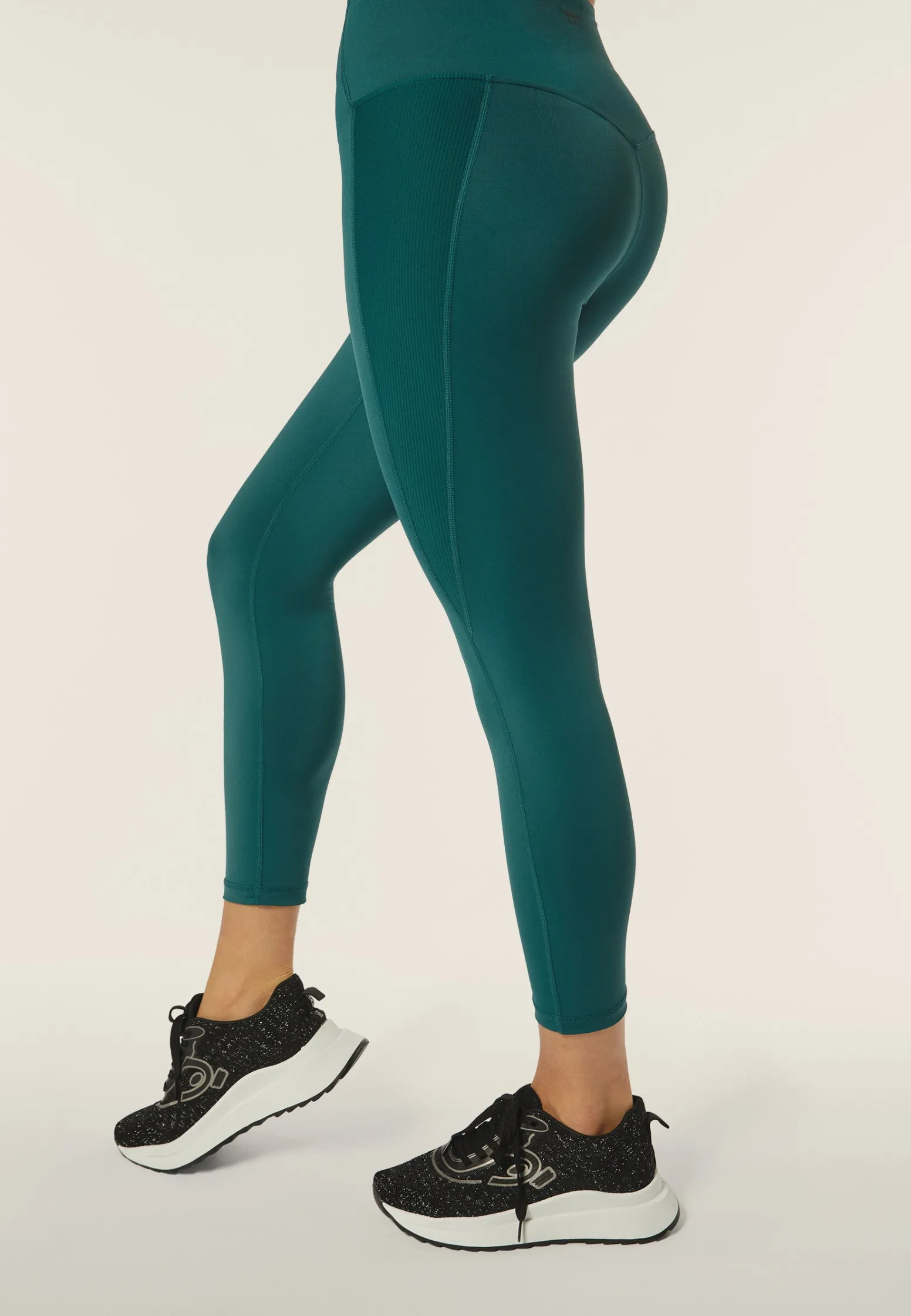 Freddy Leggings sportivi 7/8 vita alta con inserti in costina-Donna Padel|Pilates