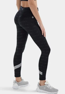 Freddy Leggings Superfit ecologici traspiranti logo all over-Donna Padel|Pilates