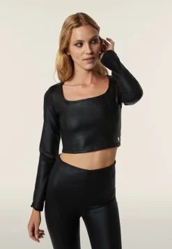 Freddy Maglia corta con scollo quadrato in tessuto effetto wet-Donna T-shirts