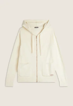 Freddy Maglia in tricot con zip e cappuccio lavorato a trecce-Donna Felpe