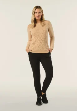 Freddy Maglia tricot girocollo fronte a trecce e maniche in felpa-Donna Felpe