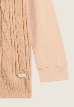 Freddy Maglia tricot girocollo fronte a trecce e maniche in felpa-Donna Felpe