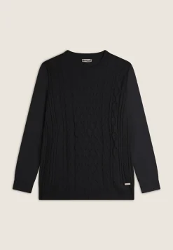 Freddy Maglia tricot girocollo fronte a trecce e maniche in felpa-Donna Felpe