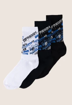 Freddy Pack 3 Calzini Media Lunghezza con Gambale Fantasia-Uomo Accessori Sportivi