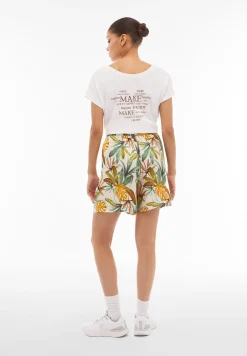 Freddy Pantaloncini donna in satin di viscosa a fantasia tropical-Donna Padel|Shorts