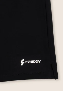 Freddy Pantaloncini neri regular fit con spacchi laterali-Donna Shorts