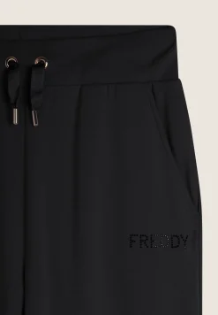 Freddy Pantalone Donna in Felpa Viscosa con Logo in Strass-Donna Ginnastica|Pantaloni Sportivi