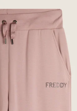 Freddy Pantalone Donna in Felpa Viscosa con Logo in Strass-Donna Ginnastica|Pantaloni Sportivi