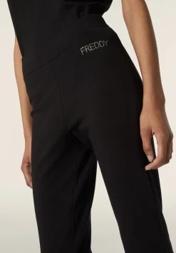 Freddy Pantalone donna in felpa garzata con fondo a zampa-Donna Ginnastica|Pantaloni Sportivi