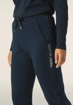 Freddy Pantalone donna in felpa garzata con bande fantasia paisley-Donna Ginnastica|Pantaloni Sportivi