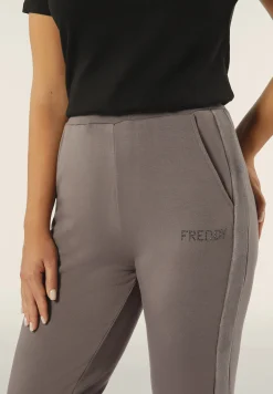 Freddy Pantalone donna in felpa di viscosa con Bande in Velluto-Donna Ginnastica|Pantaloni Sportivi
