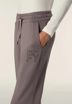 Freddy Pantalone Donna in Felpa Viscosa con Logo FY in Strass-Donna Ginnastica|Pantaloni Sportivi