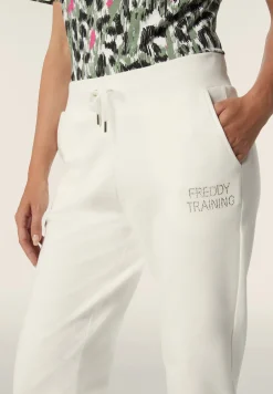 Freddy Pantalone donna in felpa con vita e fondo in costina-Donna Ginnastica|Pantaloni Sportivi