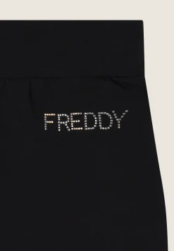 Freddy Pantaloni 7/8 con Risvolto e Strass-Donna Pantaloni Sportivi