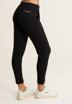 Freddy Pantaloni 7/8 con Risvolto e Strass-Donna Pantaloni Sportivi