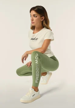 Freddy Pantaloni 7/8 donna Vita Alta con logo maculato sul fondo-Donna Fitness|Pantaloni Sportivi
