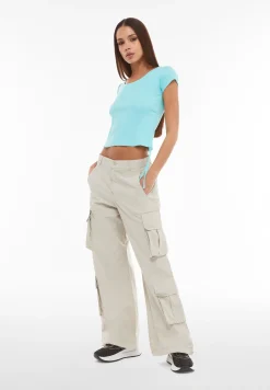 Freddy Pantaloni cargo baggy fit in popeline con quattro tasconi-Donna Pantaloni Cargo|Pantaloni Sportivi