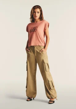 Freddy Pantaloni cargo baggy fit in popeline con quattro tasconi-Donna Pantaloni Cargo|Pantaloni Sportivi