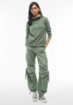 Freddy Pantaloni cargo da donna in tessuto popeline effetto used-Donna Pantaloni Cargo|Pantaloni Sportivi