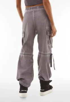 Freddy Pantaloni cargo da donna in tessuto popeline effetto used-Donna Pantaloni Cargo|Pantaloni Sportivi