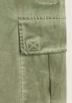 Freddy Pantaloni cargo da donna in tessuto popeline effetto used-Donna Pantaloni Cargo|Pantaloni Sportivi