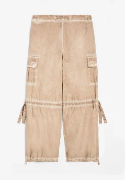 Freddy Pantaloni cargo da donna in tessuto popeline effetto used-Donna Pantaloni Cargo|Pantaloni Sportivi