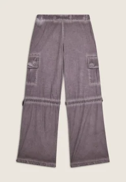 Freddy Pantaloni cargo da donna in tessuto popeline effetto used-Donna Pantaloni Cargo|Pantaloni Sportivi