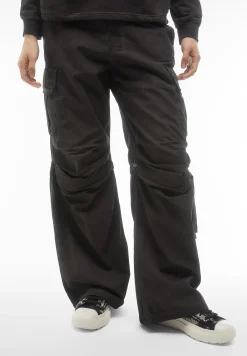 Freddy Pantaloni cargo da donna in tessuto popeline effetto used-Donna Pantaloni Cargo|Pantaloni Sportivi