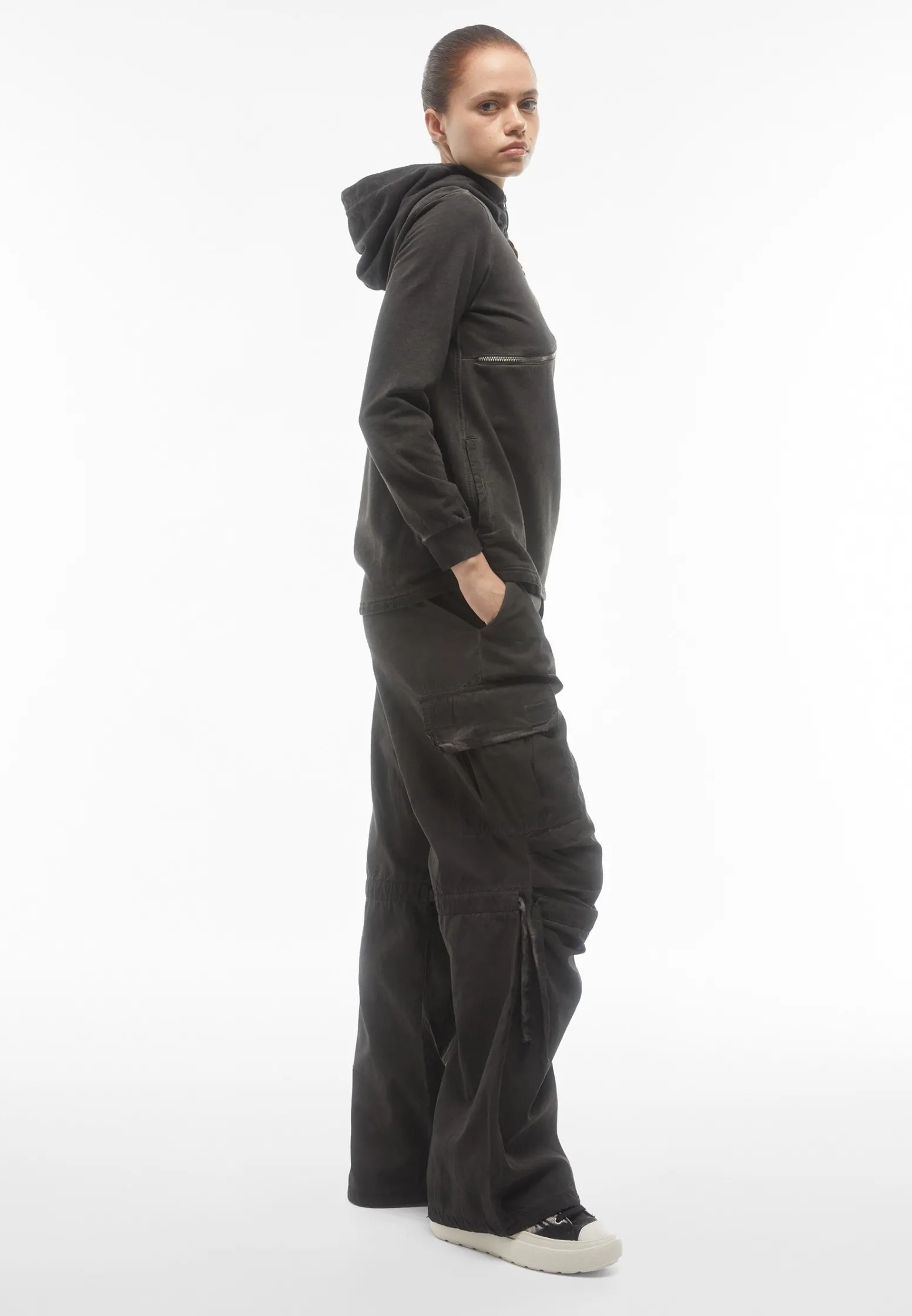 Freddy Pantaloni cargo da donna in tessuto popeline effetto used-Donna Pantaloni Cargo|Pantaloni Sportivi