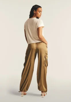 Freddy Pantaloni Cargo effetto seta wide leg con fondo regolabile-Donna Pantaloni Cargo|Pantaloni Sportivi