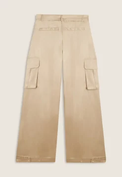 Freddy Pantaloni Cargo effetto seta wide leg con fondo regolabile-Donna Pantaloni Cargo|Pantaloni Sportivi