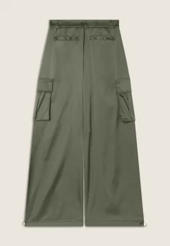 Freddy Pantaloni Cargo effetto seta wide leg con fondo regolabile-Donna Pantaloni Cargo|Pantaloni Sportivi
