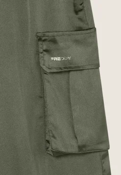 Freddy Pantaloni Cargo effetto seta wide leg con fondo regolabile-Donna Pantaloni Cargo|Pantaloni Sportivi