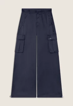 Freddy Pantaloni Cargo effetto seta wide leg con fondo regolabile-Donna Pantaloni Cargo|Pantaloni Sportivi