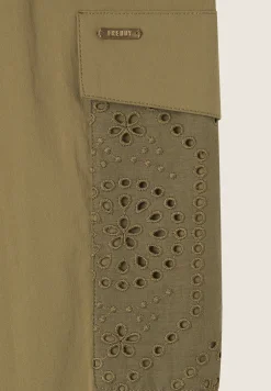Freddy Pantaloni cargo in popeline con ricami Sangallo sulle tasche-Donna Pantaloni Sportivi|Tutti I Pantaloni