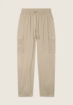 Freddy Pantaloni cargo in popeline con ricami Sangallo sulle tasche-Donna Pantaloni Sportivi|Tutti I Pantaloni