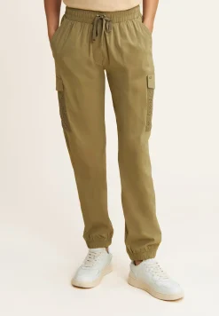 Freddy Pantaloni cargo in popeline con ricami Sangallo sulle tasche-Donna Pantaloni Sportivi|Tutti I Pantaloni