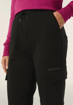 Freddy Pantaloni cargo regular fit da donna in felpa garzata-Donna Pilates|Ginnastica