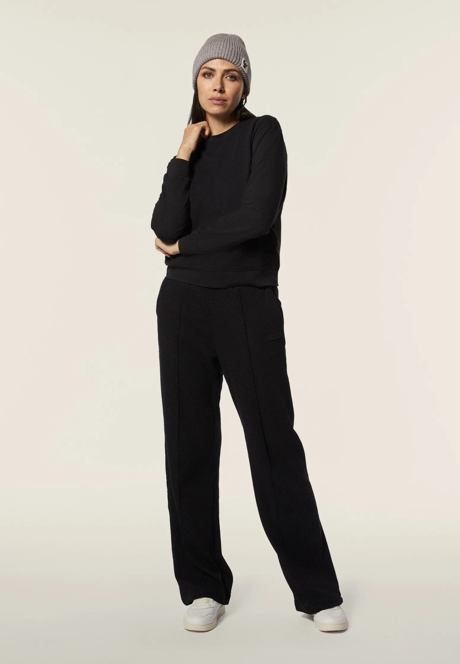 Freddy Pantaloni comfort fit da donna in tessuto jersey waffle-Donna Pantaloni Sportivi|Tutti I Pantaloni